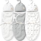 3pk Organic Swaddles for Newborns Girls, Boys &amp; Hats (Nordic, 0-3M) | Soft Cotton Baby Sleep Sacks 0-3 Months, Breathable Baby Hats and Swaddles 0-3 Months, Newborn Essentials Must Haves