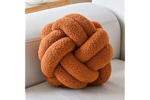 VBGYA Knot Pillows Ball, 11 Inch Caramel Decorative Throw Pillows, Large Soft Round Plush Knotted Pillows, Cute Handmade Knot Hemisphere Pillow for Home Decor Bedroom, Sofa, Chair