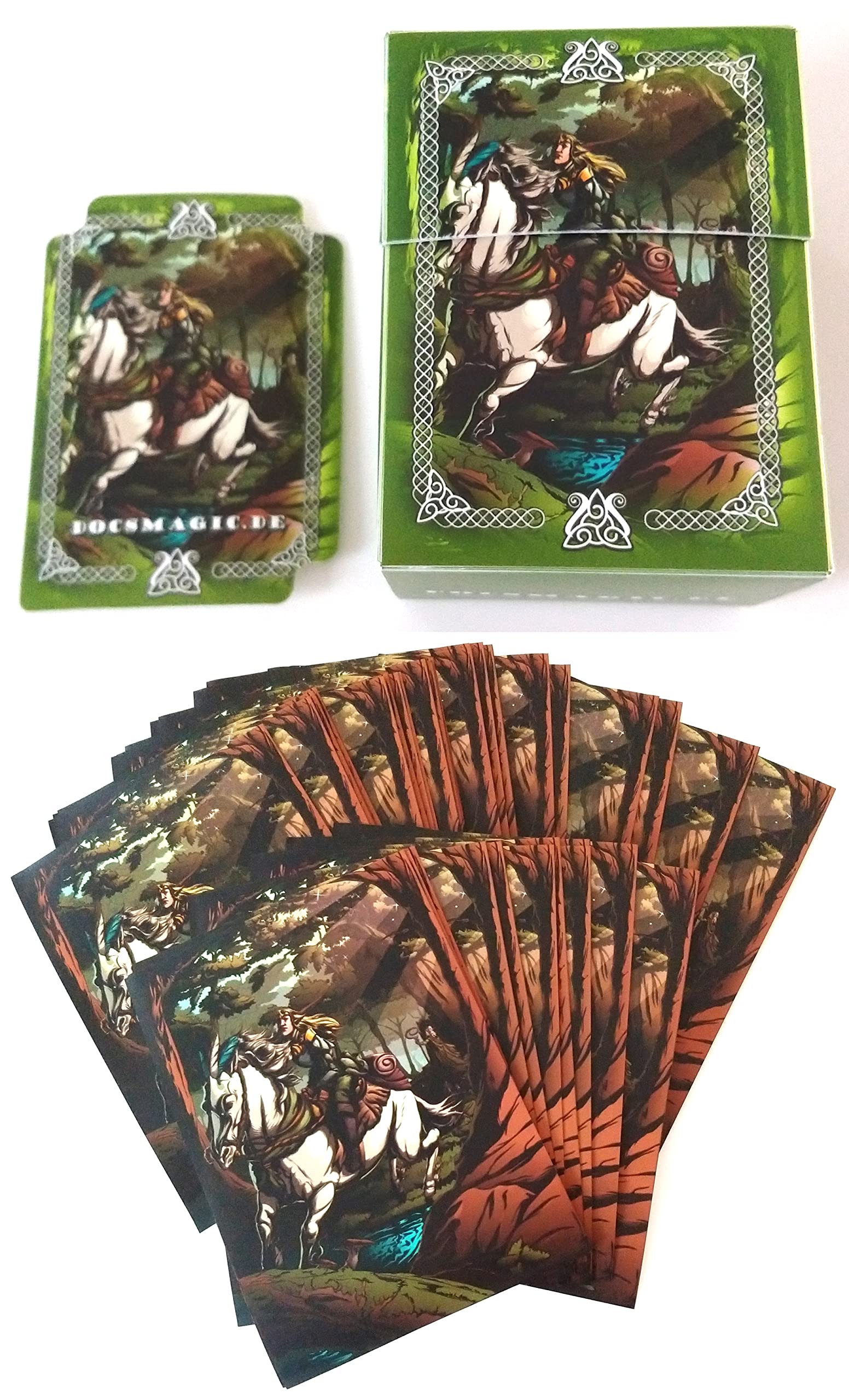 docsmagic.de 100 Art Card Sleeves + Deck Box Elves Theme Bundle - 66 x 91 mm Standard Size MTG PKM