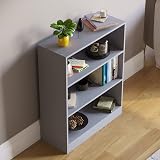 Vida Designs Cambridge 3 Tier Low Bookcase Grey Wood Shelving Unit view 7