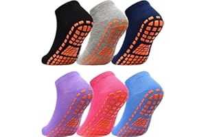 ELUTONG Anti-Skid Socks Trampoline Socks for Kids 6 Pairs Non Slip Bounce House Non Slip Socks for Teenagers