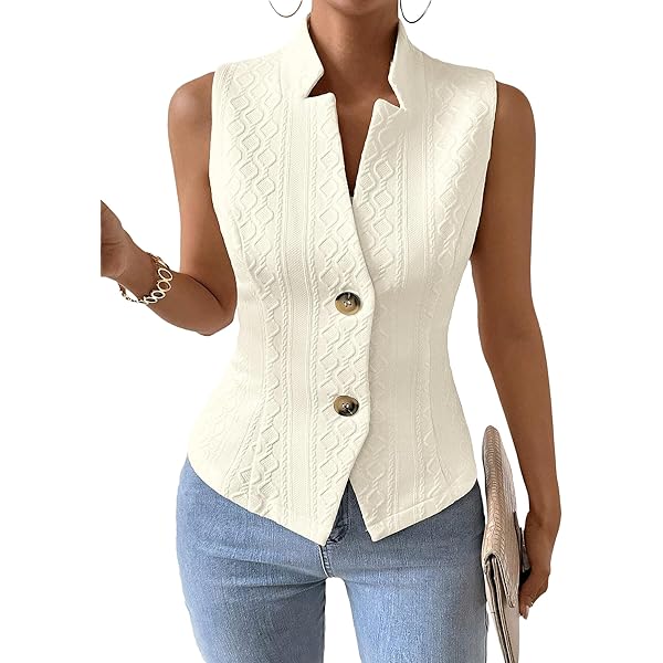 MakeMeChic Women's Plus Size Textured Sleeveless Blazer