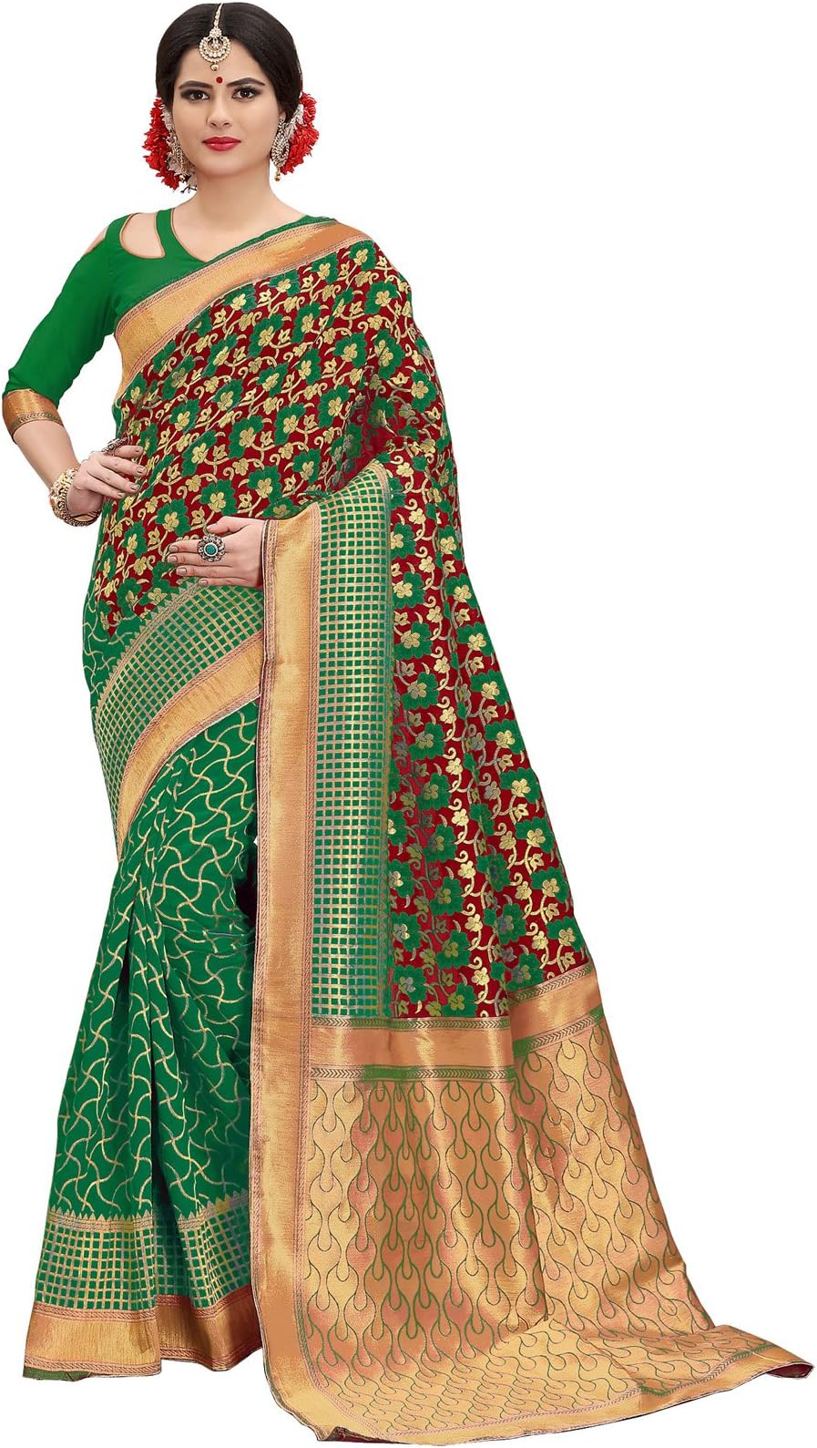 Rajnandini Green Banarasi Silk Weaving Work Traditional Saree