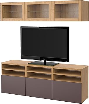 Ikea Besta Tv Aufbewahrungsbox Kombination Glas Turen Eiche Effekt Valviken Dunkelbraun Klar Glas Amazon De Kuche Haushalt
