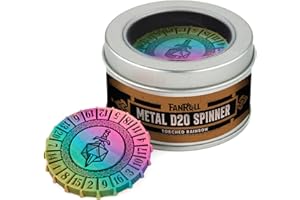 FanRoll Metal d20 Spinner: Torched Rainbow