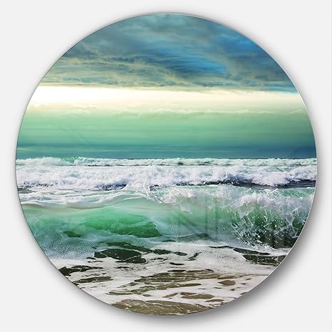 Designart mt10398 °C23 Verde Espuma diseño de Olas y Cielo Azul Orilla