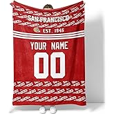 ANTKING San Francisco Throw Blanket Custom Name and Number Blanket for Men Women Boy Gifts