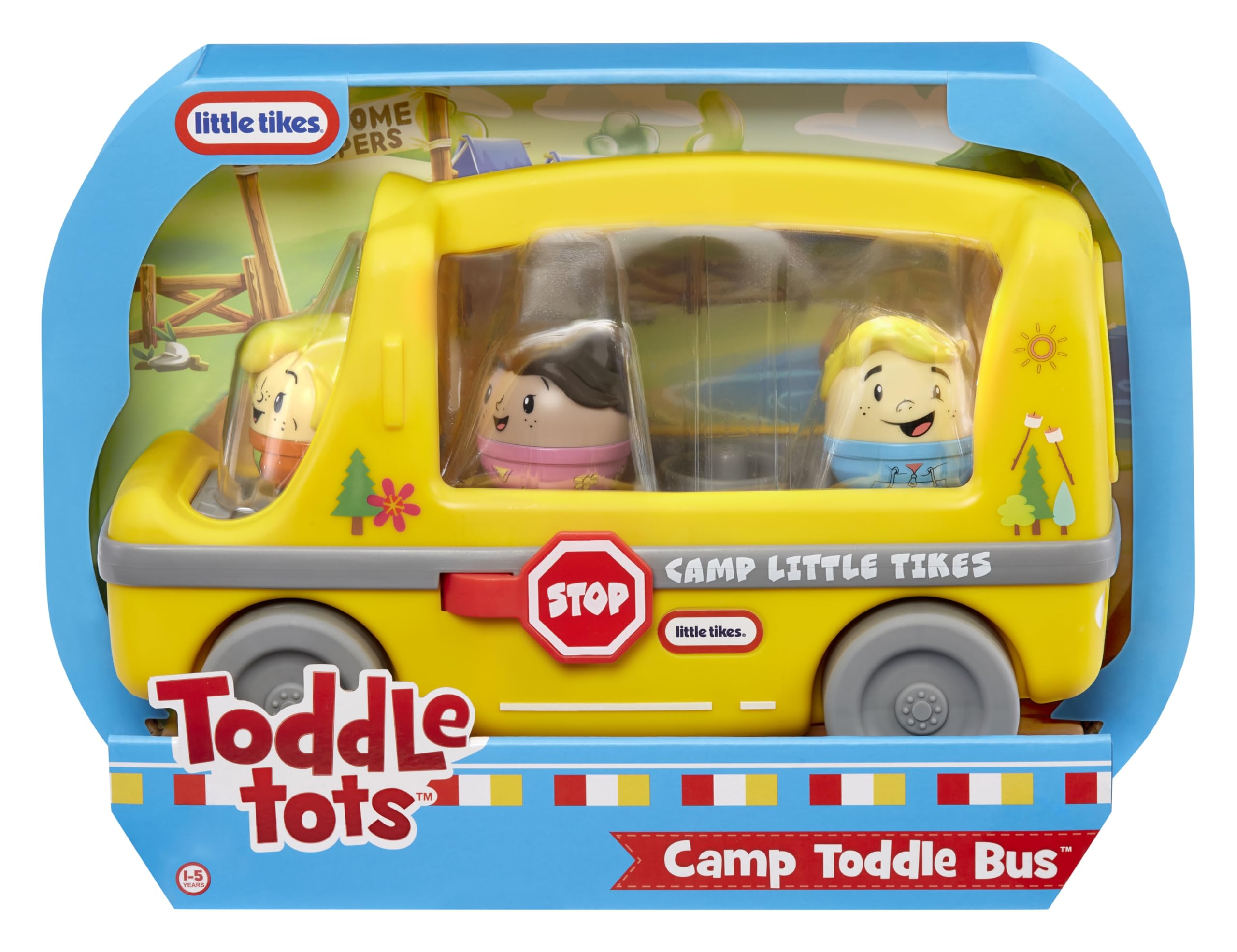 little tikes Toddle Tots Camp Toddle Bus - Toddle Playset, Includes Bus & 3 Character figures for Pretend Play, Toy and Present for Toddlers and Kids, For Boys and Girls Ages 1-5 Years