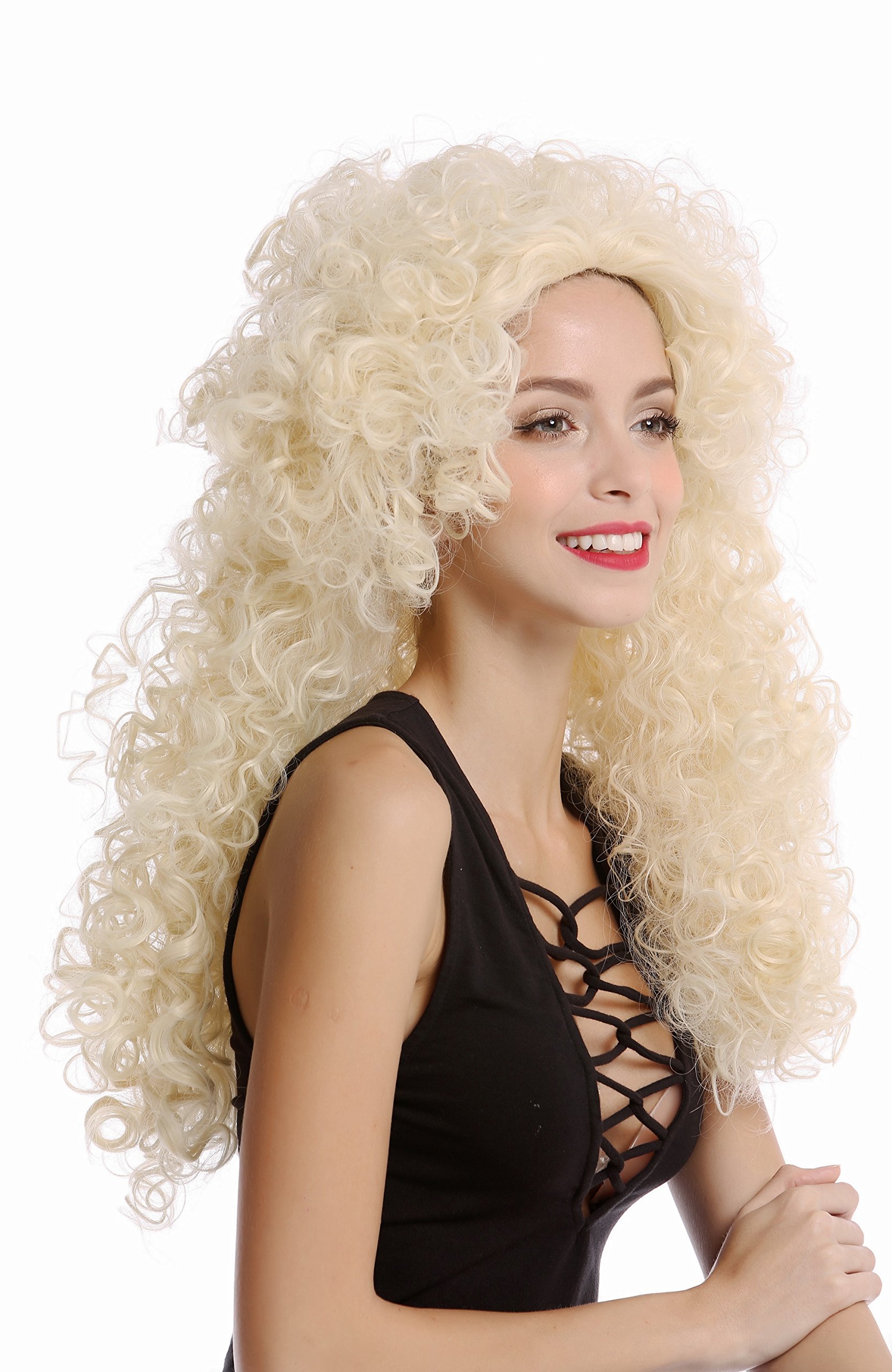 WIG ME UP - YZF-4380-613 Quality Lady Cosplay Wig very long massive volume curls curly mane platinum blond Angel