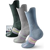 Juclise Womens Coolmax Bamboo Viscose Compression Running Crew Socks, Moisture-Wicking Anti-Blister Hiking&Gym Athletic