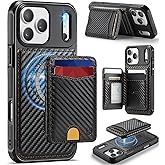 Usroom for iPhone 17 Pro Max Wallet Case Compatible with Magsafe, Magnetic RFID Blocking Card Holder Kickstand 2 in 1 Detachable Case for iPhone 17 Pro Max 6.9", Carbon Black