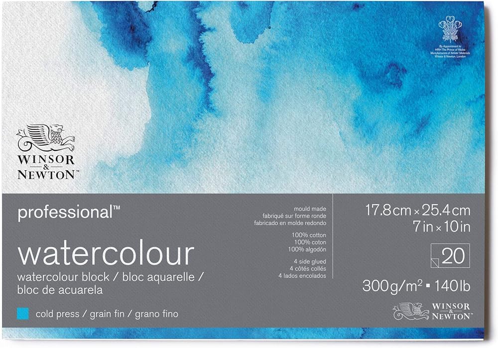 Winsor & Newton Watercolour Paper 100% Cotton 300 g/m² 20 Sheets Pad