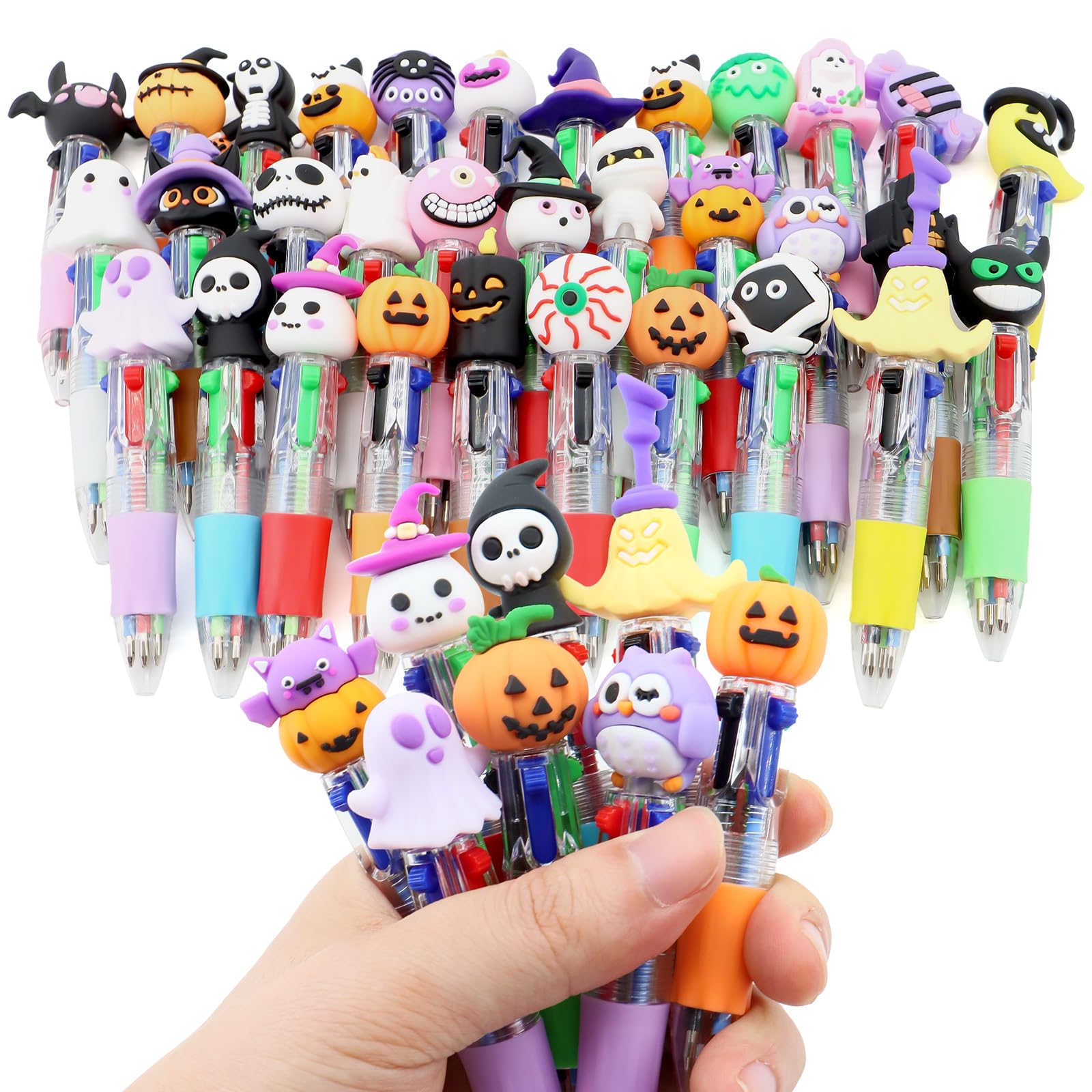 Photo 1 of Scettar 32 Pcs 4-in-1 Halloween Multicolor Pens, Upgraded Fun Halloween Pen Bulk, Colored Retractable Ballpoint Bulk Gifts, Perfect for Students Birthdays Party Holiday Rewards School Supplies