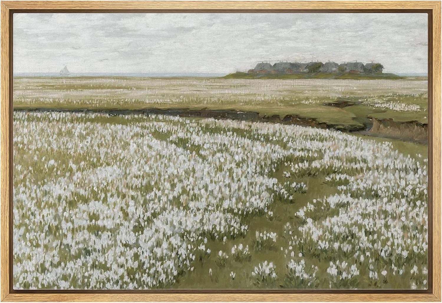 Wall Décor - wall26 Framed Canvas Print Wall Art Vintage Retro Countryside Flower Field Nature Wilderness Illustrations Fine Art Decorative Landscape Relax/Calm for Living Room, Bedroom, Office - 24