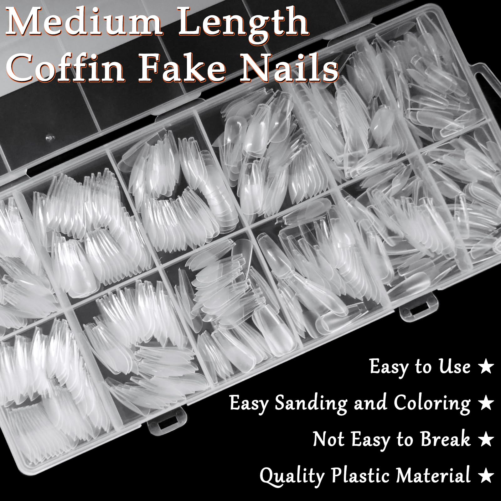 AddFavor 600pcs Coffin Nail Tips, Medium Coffin Soft x Gel Nail Tips Clear Fake Nails Ballerina Full Cover Acrylic Nails Tips for Extension Nail Manicure Salon Home DIY - Image 5