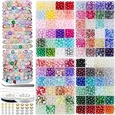 LET'S BEADING 8mm Round Glass Beads for Jewelry Making - 2545PCS 96Colors Crystal Beads Bulk Crafting Kit with Jewelry Specer Beads & 8mm Round Beads for DIY Bracelets, Necklaces, Adults