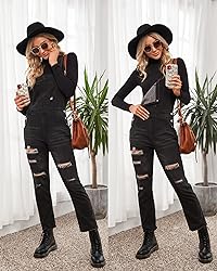 luvamia Women's Casual Distressed Adjustable Denim