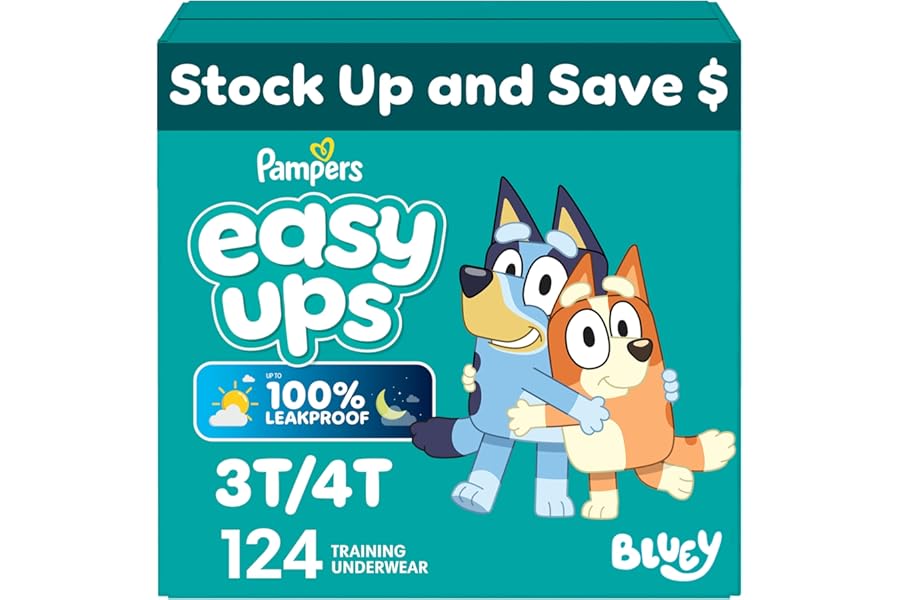 Pampers Training Pants - Easy Ups Boys & Girls Bluey - Size 3T-4T, 124 Count, Children's Potty Underwear (Packaging May Vary)