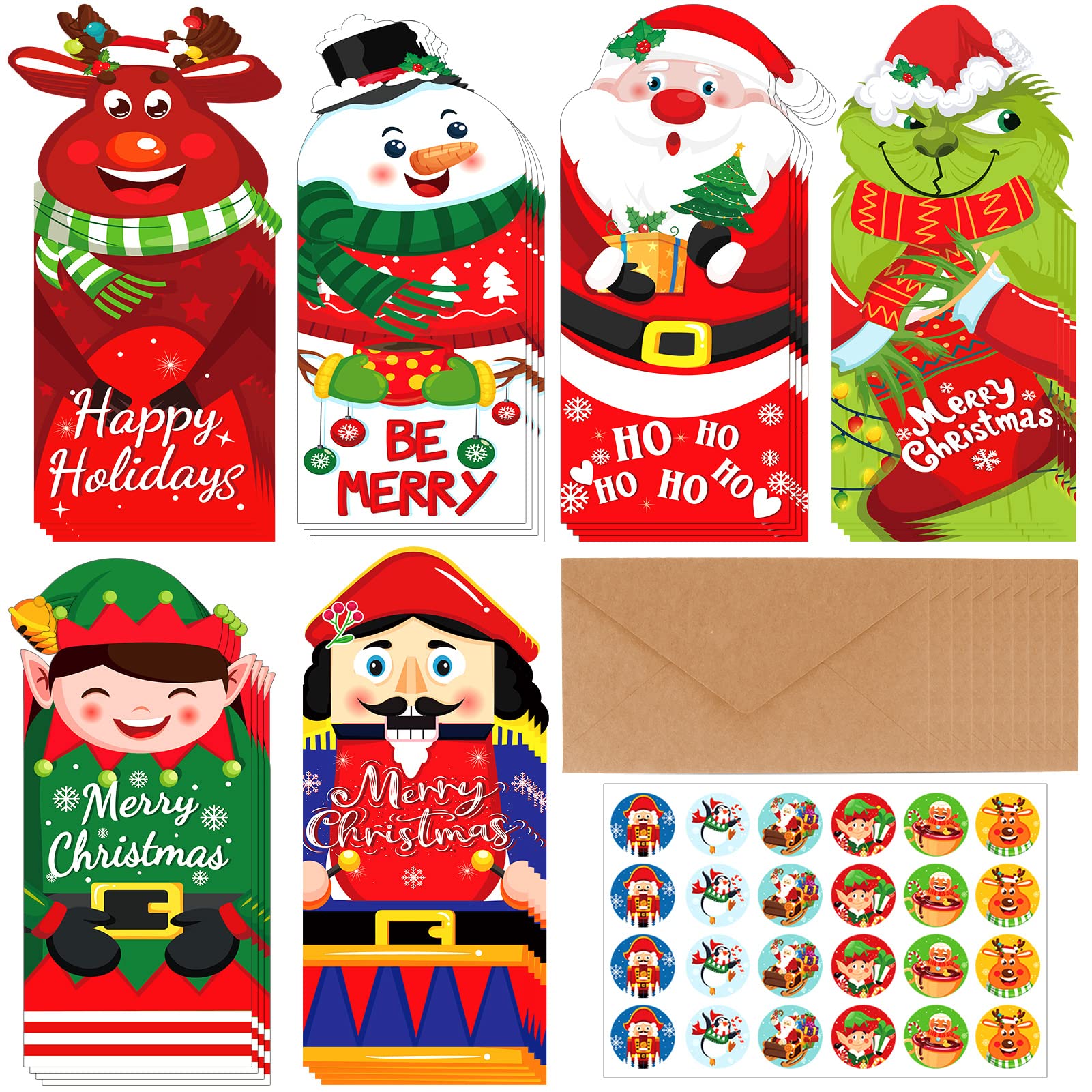 HOWAF 24 Pcs Christmas Money Wallet Gift Cards Christmas Money Envelopes Christmas Stickers, Christmas Money Wallets for Cash Gifts Card Voucher Wallet Christmas Money Holder Cards Greeting Cards