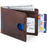 SERMAN BRANDS RFID Blocking Slim Bifold Genuine Leather Thin Minimalist Front Pocket Wallets for Men Billfold Wallet Men Gift