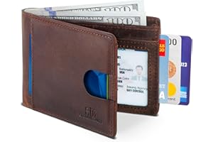 SERMAN BRANDS RFID Blocking Slim Bifold Genuine Leather Thin Minimalist Front Pocket Wallets for Men Billfold Wallet Men Gift