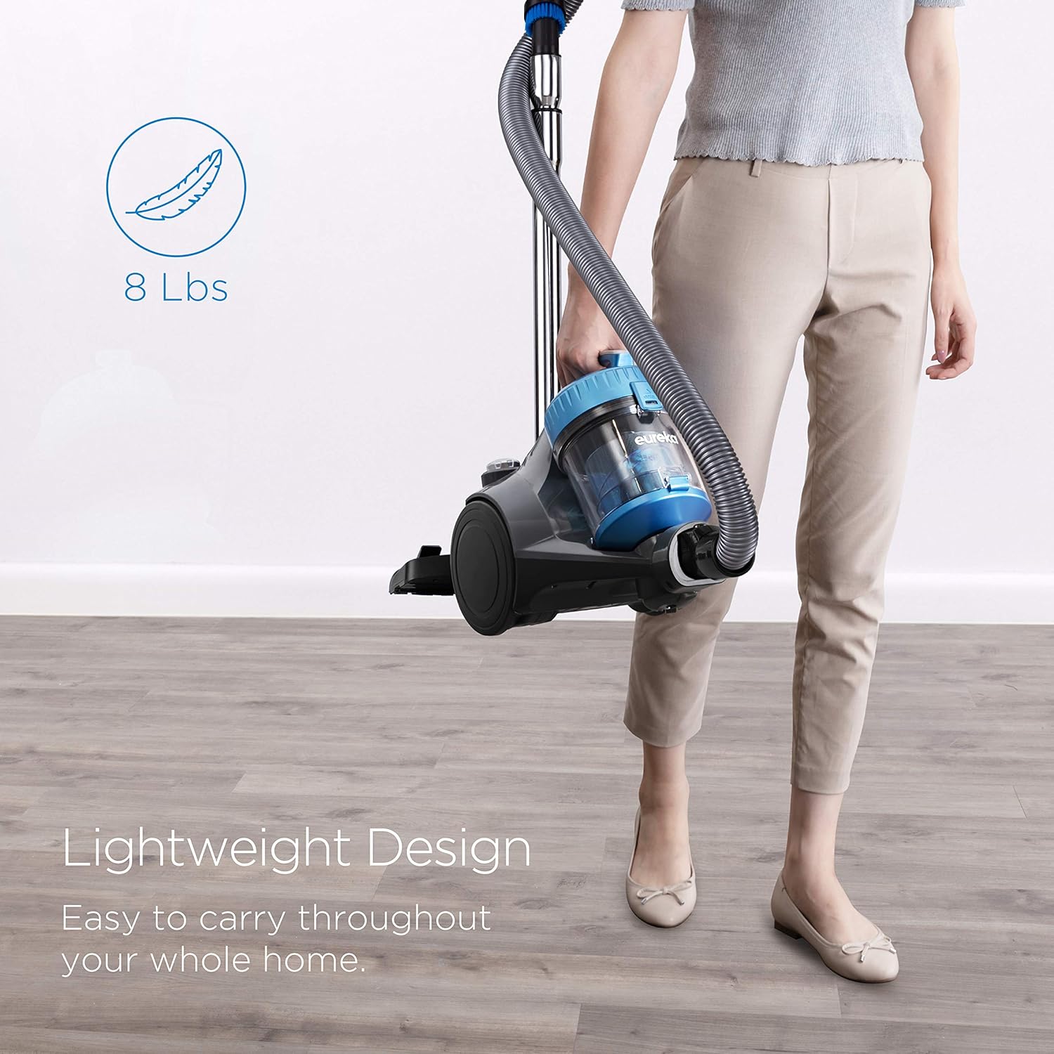 Eureka Whirlwind Bagless Canister Vacuum Cleaner, Lightweight Vac for Carpets and Hard Floors, w/Filter, Blue: Home & Kitchen