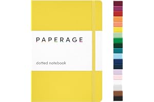 PAPERAGE Dotted Journal Notebook, (Yellow), 160 Pages, Medium 5.6 in x 8 in - 100 GSM Thick Paper – Hardcover Journaling Note