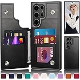 DJDUCK Designed for Samsung Galaxy S25 Ultra Case Wallet with Card Holder, [Magnetic Clasp Cover] [RFID Blocking Leather Protection] Shockproof Women Men Cases for Samsung S25 Ultra Black
