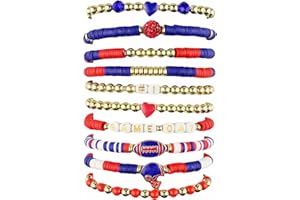 ARZASGO Friendship Bracelets Heishi Surfer Colorful Beaded Bracelet Set for Women Girls Rainbow Stretch Bracelets Outfits Jewelry Gifts