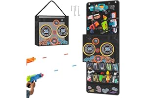 Boczif Over the Door Organizer for Toy Guns, Toys Storage Door Hanger with Pockets and Slots for Kids Foam Blasters, Darts, G