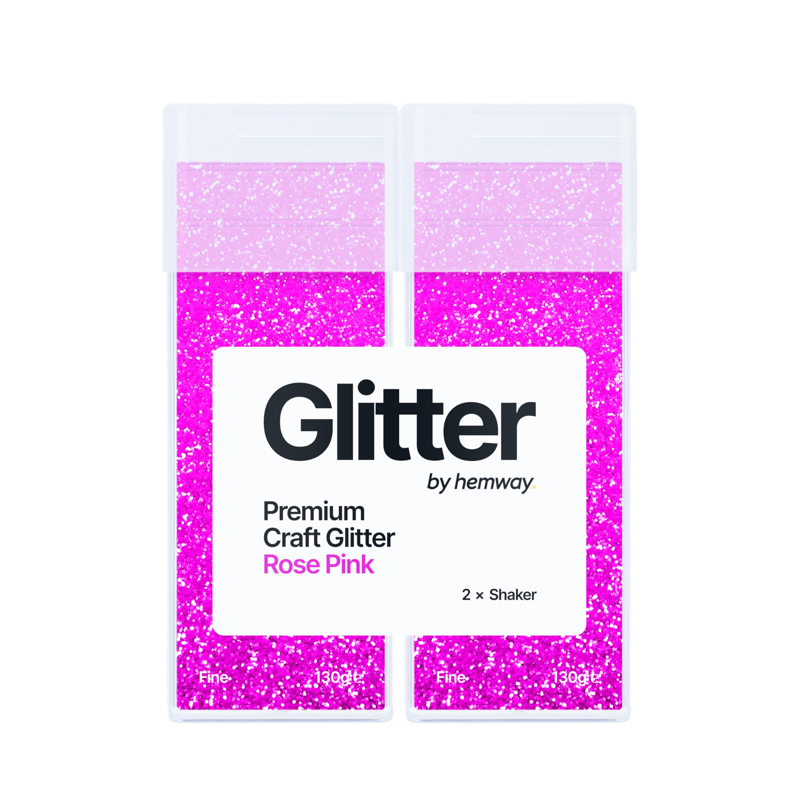 Hemway Glitter Shaker Rose Pink 130g x2 Pack Fine, Craft Glitter Shakers for Resin & Epoxy Crafts, Christmas Art Supplies, Nail, Body, Face, Eye, Festival, Crafting, Slime, Sparkle