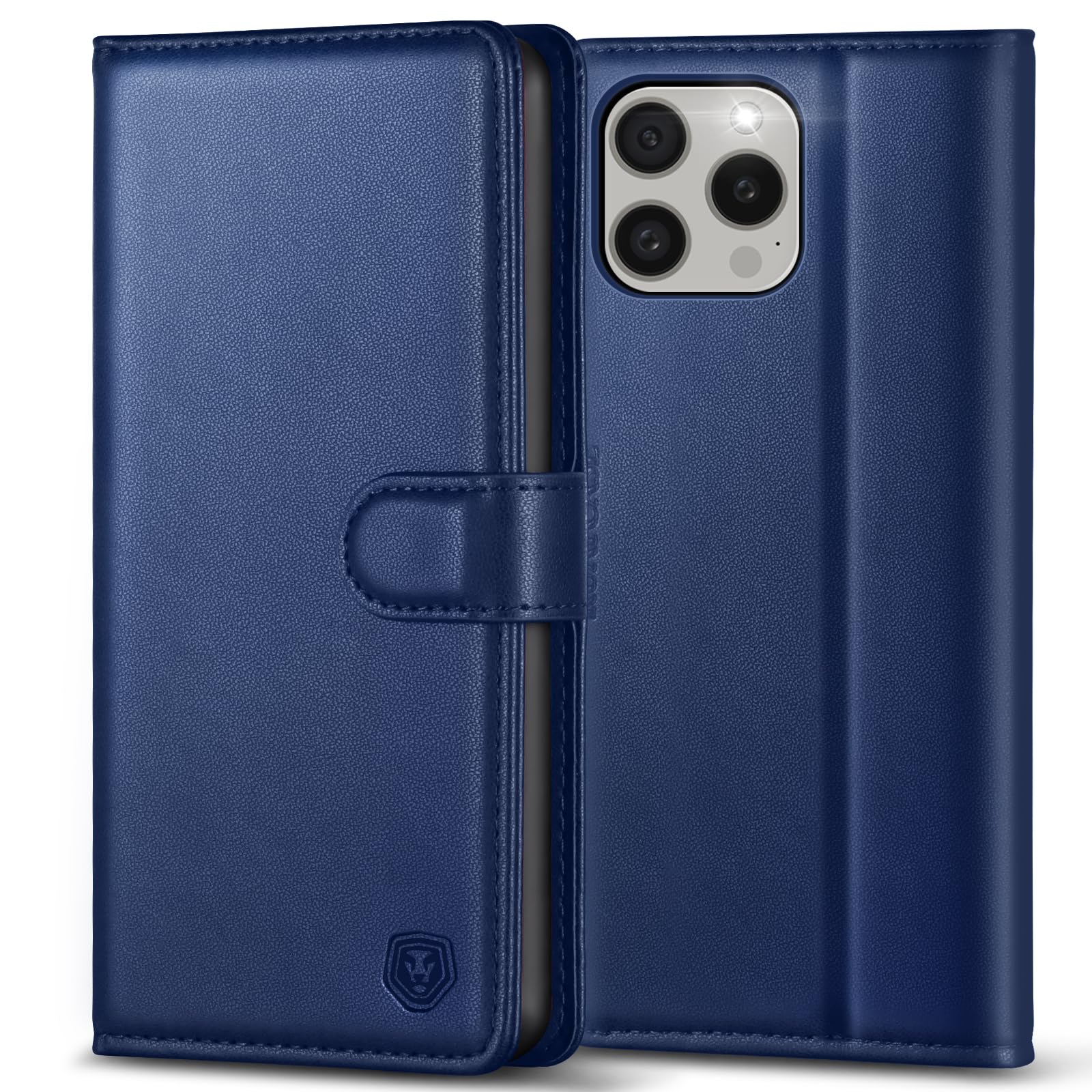 Mobile Phone Case for iPhone 15 Pro Case Premium PU Leather iPhone 15 Pro Case Flip Case Wallet Card Slot Stand Magnetic Mobile Phone Case Protective Cover for iPhone 15 Pro (6.1 Inch) - Navy Blue