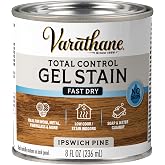 Varathane Total Control Ipswich Pine Gel Stain | Thick Gel For Vertical Surface Application, Wood Metal And Fiberglass, Low Odor Water-Based Formula, Half Pint
