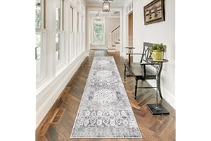 RUUGME Hallway Washable Runner Rug 2'6x10 - Kitchen Runner Rugs Indoor Non Slip Rugs for Living Room Bedroom Vintage Distressed Mat Stain Resistant Floor Decoration Carpet for Bathroom (2'6''x10', Grey)
