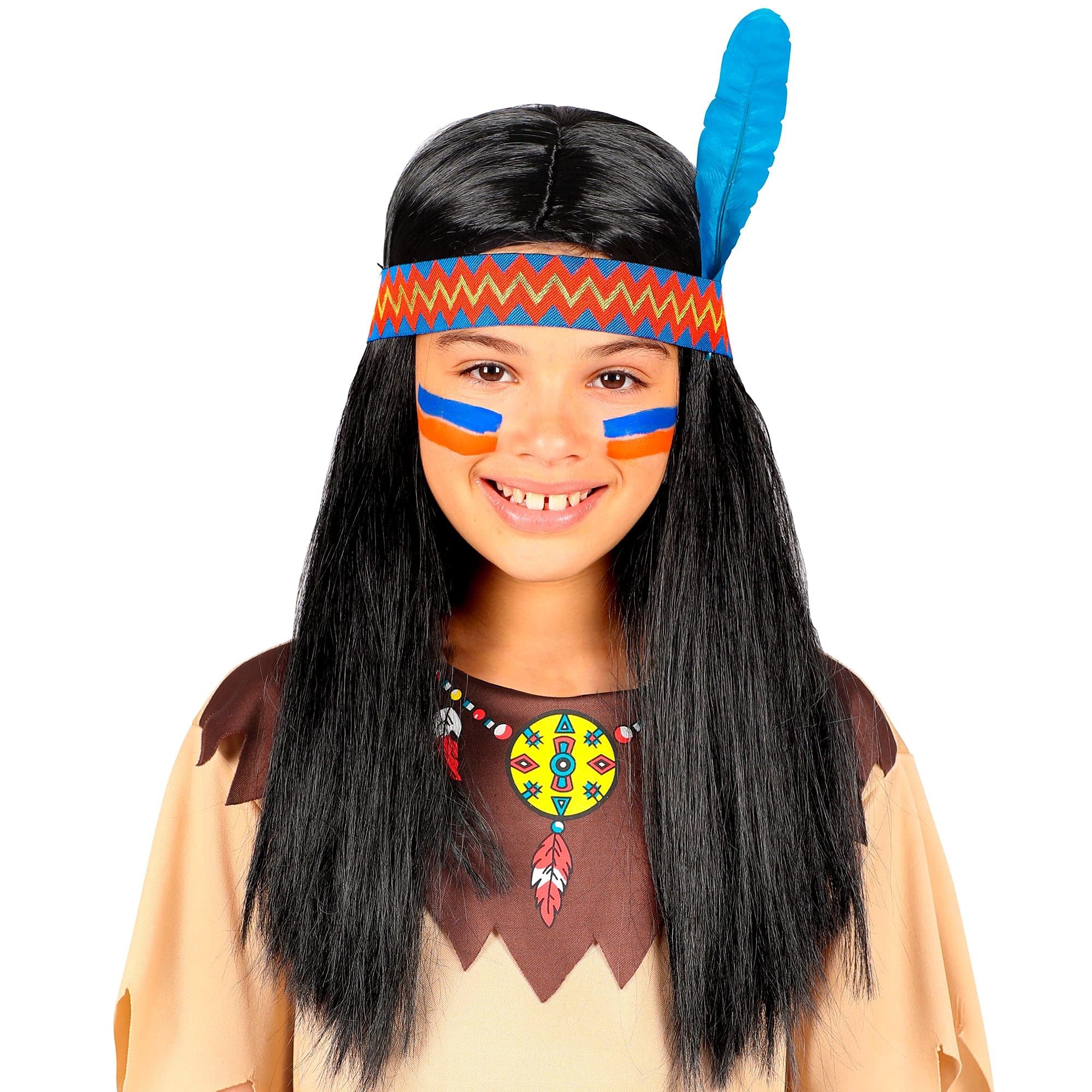 Indian Wig W/Headband & Feather (in Box)