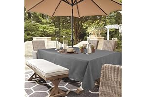 youngseahome Outdoor Tablecloth Wrinkle-Free Stain Resistant Waterproof Polyester Fabric Table Cover with Zipper Umbrella Hole for Picnic/Party/Dinner/Patio Garden(60×84inch,Zippered,Grey)