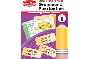 Evan-Moor Skill Sharpeners Grammar and Punctuation Workbook, Grade 1, Nouns, Verbs, Sentence Structure, Subject, Predicate, Language Handbook, Real-World Practice, Fun Activities, Homeschool, Practice
