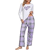 Donnalla Womens Pajama Sets Cotton 2 Piece Leopard Pj Set Long Sleeve Lounge Set Soft Loungewear Sleepwear with Pockets