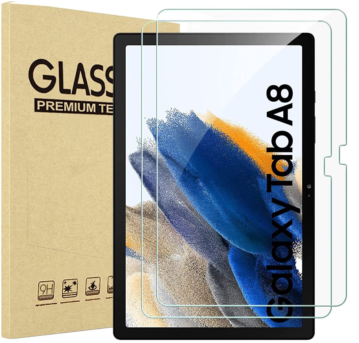 Pack of 2 Tempered Glass for Galaxy Tab A8 10.5 (2021) SM-X200/X205 9H Hardness Screen Protector