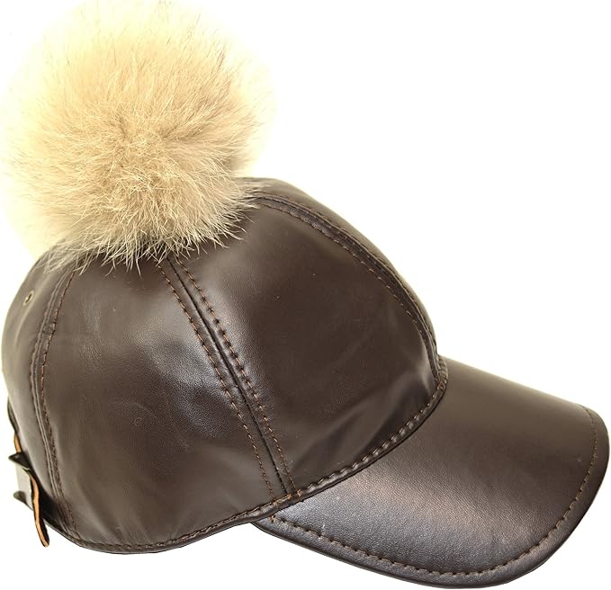 brown leather ball cap