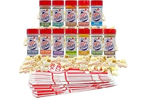 Flavorful Popcorn Seasoning Variety Pack – 12 Seasonings in White Cheddar Cheese, Ranch, Sour Cream – Gluten-Free Keto Snack for Movie Nights & Gifts by Tasty Bomb, 2.8-3 Oz.