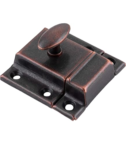 Small Stamped Antique Brass Cabinet Door Latch - 1 7/8