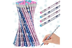 Ireer Winter Pencils Snowflake Pencils Christmas Pencils Bulk Holiday Pencils with Erasers for Teachers Children Classrooms and Party Snowflake Party Christmas Gift Party Supplies (60 Pcs)