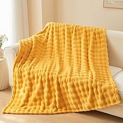 NEWCOSPLAY Throw Blanket for Couch Mustard Yellow