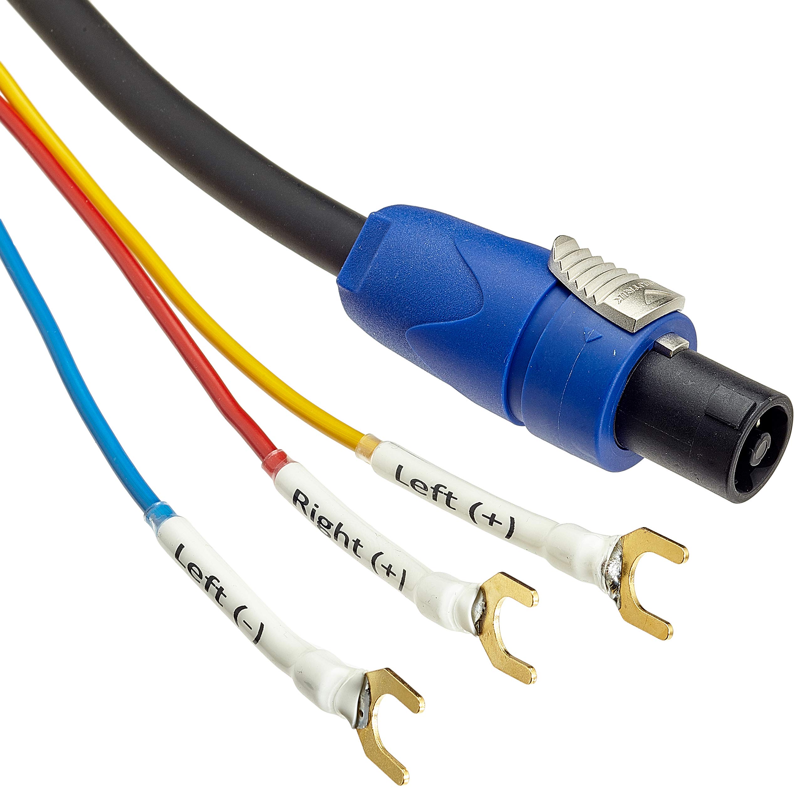 REL/MJ Acoustics 3 Wire Sub Speaker Cable Neutrik Speakon to Spade end Subwoofer (8 m)