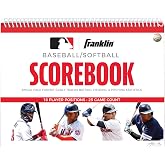 Franklin Sports Baseball + Softball Scorebook | 25-Game Lineup + Stat Tracker, Easy-Follow Scoring Layout, Includes Instruction Guide, Team Roster Page