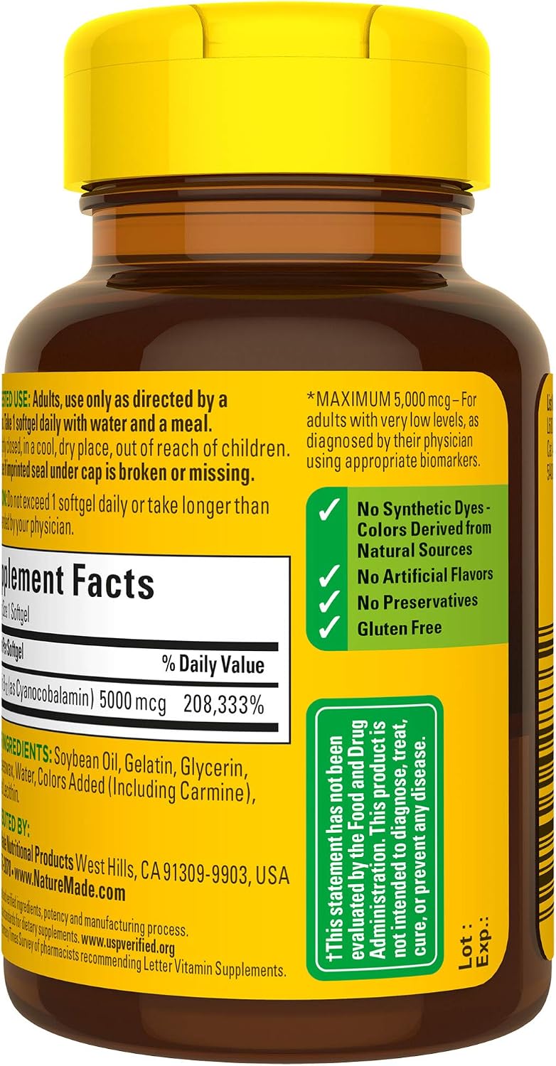 Nature Made Maximum Strength Vitamin B12 5000 mcg Softgels