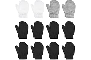 ONESING 12 Pairs Toddler Mittens Kids Knit Warm Mittens Children Solid Winter Gloves for Baby Girls Boys