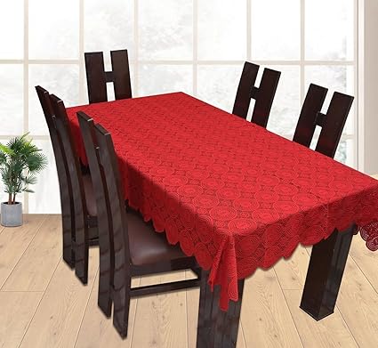 CASA FURNISHING Net Dining Table Cover for 6 Seater (Red, 60 x 90inches)