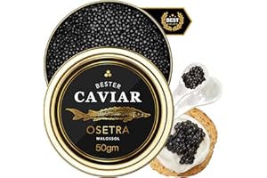 BESTER CAVIAR Overnight Guaranteed, BESTER Premium Russian Osetra Sturgeon Black Caviar - (1.76 oz (50g)) - Malossol Ossetra Black Roe - Premium Quality, Traditional Style, imported